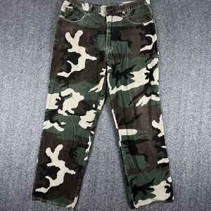 Eddie Domani Pants Men 36x31 Corduroy Camouflauge Straight Leg Green Casual